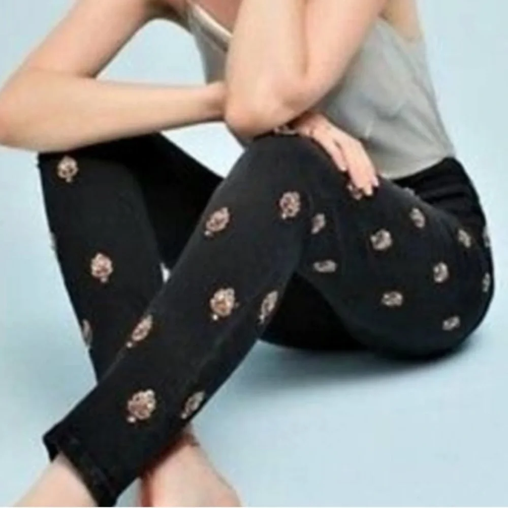 Anthropology Jeans Grey with embroidery and jewels Pilcro - Picture 1 of 15
